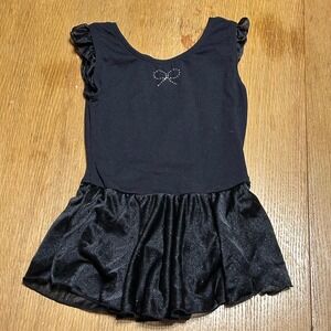Jacques Moret Black‎ Dance Leotard Dress Rhinestone Girls Size 6/7
